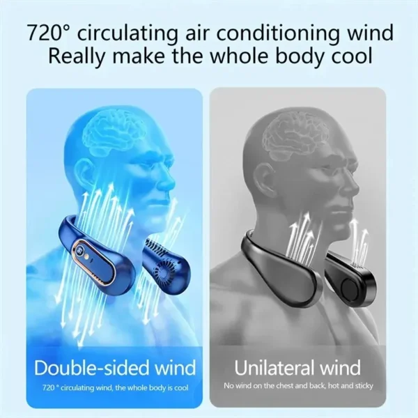 Neck Bladeless Fan Mini Ultra Long Life Portable Lazy Silent Fan Usb Charging Student Sports Office Digital Display Power 5 Gear - Image 4