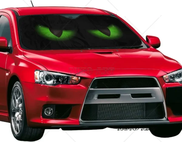 Green Evil Eyes Windshield Sunshade for Car SUV Truck Foldable Uv Ray Reflector Front Window Sun Shade Visor Shield Cover - Image 2