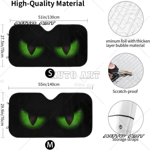 Green Evil Eyes Windshield Sunshade for Car SUV Truck Foldable Uv Ray Reflector Front Window Sun Shade Visor Shield Cover - Image 3