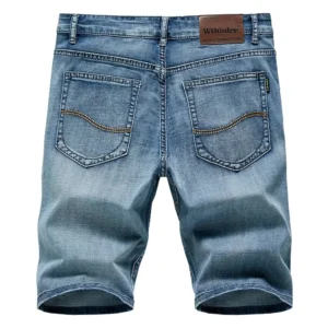 Summer Classic Shorts Jeans Men Denim Pants Straight Stretch Casual Cool Thin Knee Length Blue Fashion Brand Daily Trousers