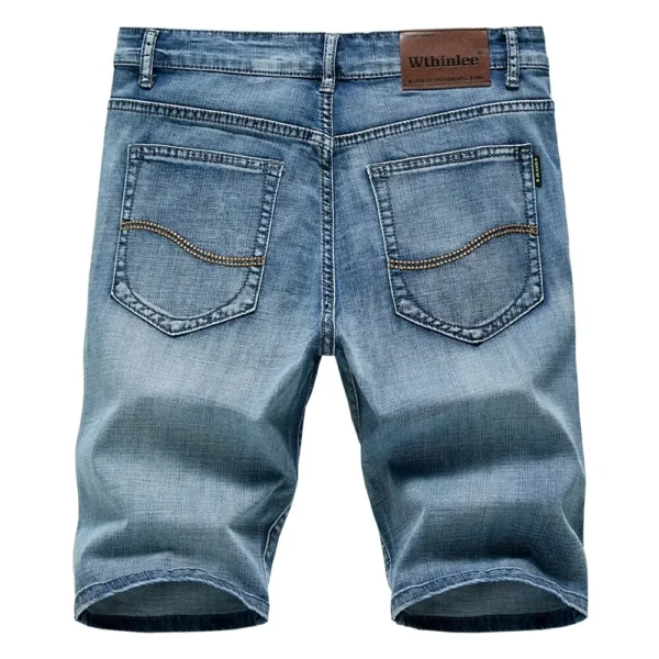Summer Classic Shorts Jeans Men Denim Pants Straight Stretch Casual Cool Thin Knee Length Blue Fashion Brand Daily Trousers