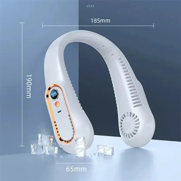 Neck Bladeless Fan Mini Ultra Long Life Portable Lazy Silent Fan Usb Charging Student Sports Office Digital Display Power 5 Gear - Image 6