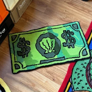 VIKAMA-alfombra con patrón de monedas, alfombra lateral de Bob Esponja para dormitorio, sala de estar, puerta de entrada, antideslizante, sin arrugas, decoración del hogar