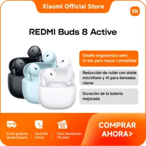 Official | REDMI Buds 8 Active, Tecnología de Reducción de Ruido en Múltiples Ilamadas, Duración de la Batería Mejorada, Curva In-ear Optimizada, Compactos y Cómodos, Potente Controlador de 14,2 mm con Diafragma de Titanio para una Claridad Pura