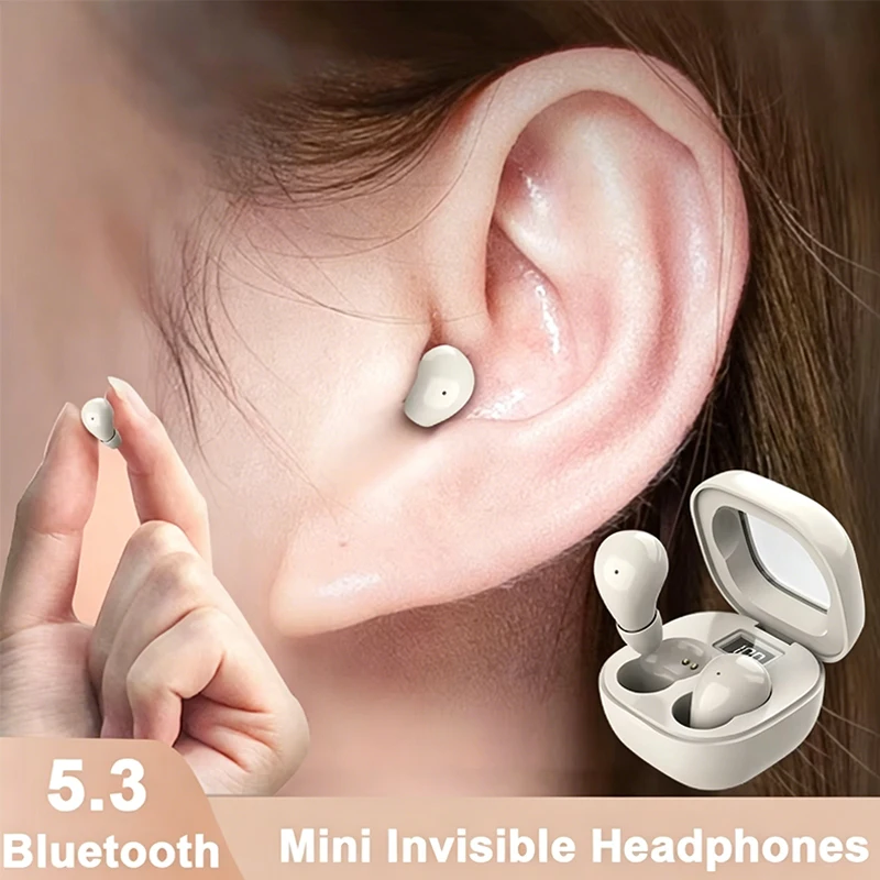 SK19-NEW Auriculares Inalámbricos Bluetooth 5.3, Audífonos Pequeños para Dormir, Deportivos, Invisibles, con Sonido de Bajos de Alta Calidad